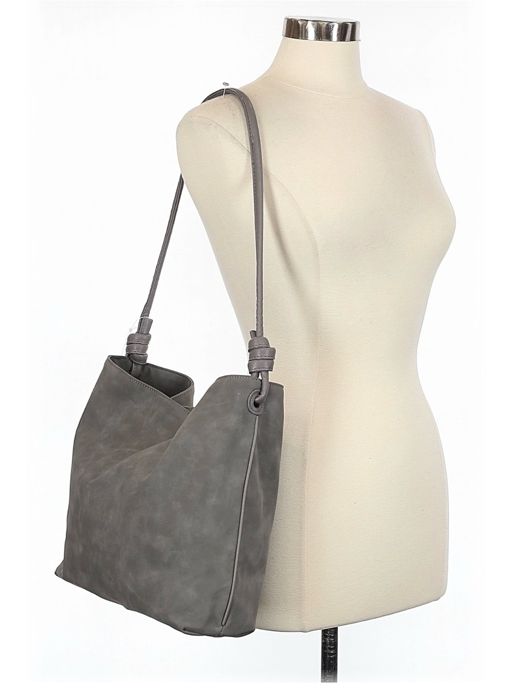 NEW 8 Other Reasons Large Stylish Gray Betsy Hobo Suede Shoulder Bag Purse Tote - Picture 2 of 9